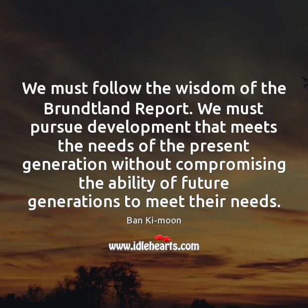 We must follow the wisdom of the Brundtland Report. We must pursue Image