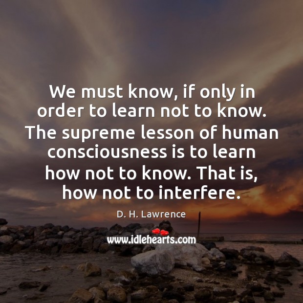 We must know, if only in order to learn not to know. Image
