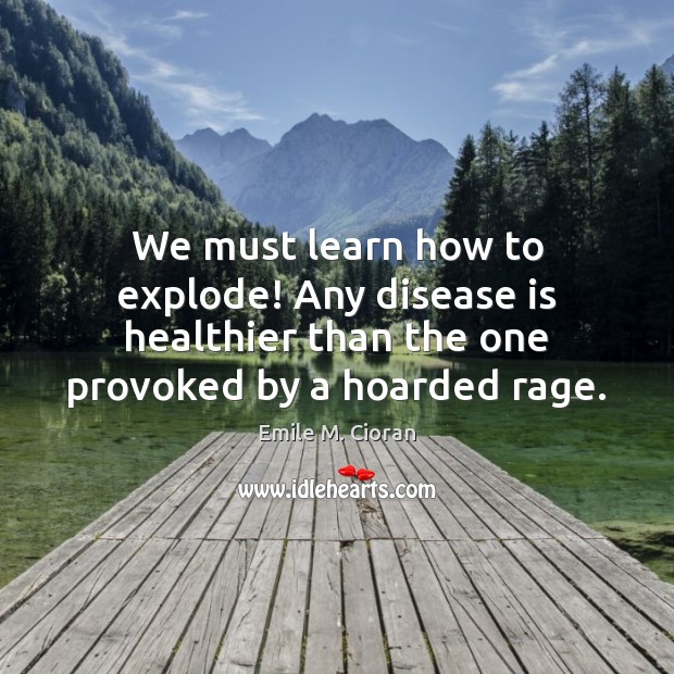 We must learn how to explode! Any disease is healthier than the Emile M. Cioran Picture Quote
