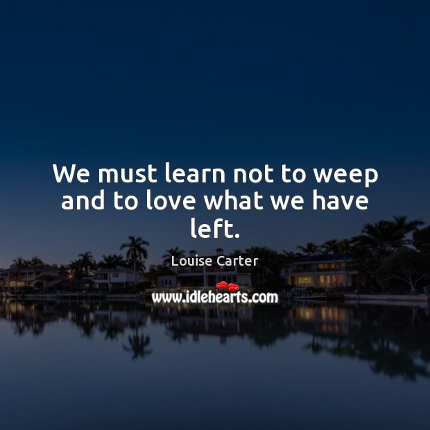We must learn not to weep and to love what we have left. Image