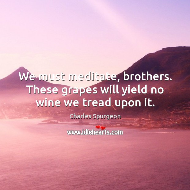 We must meditate, brothers. These grapes will yield no wine we tread upon it. Image