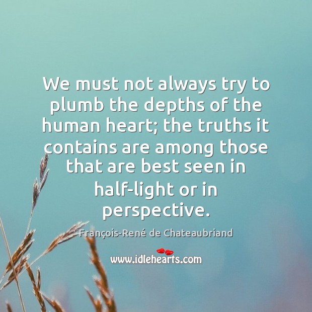 We must not always try to plumb the depths of the human François-René de Chateaubriand Picture Quote