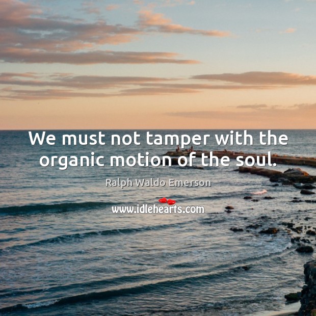 We must not tamper with the organic motion of the soul. Image