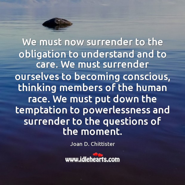 We must now surrender to the obligation to understand and to care. Image