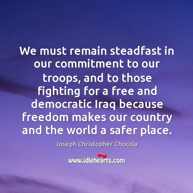 We must remain steadfast in our commitment to our troops, and to those fighting for Image