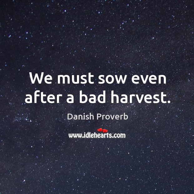 We must sow even after a bad harvest. Image