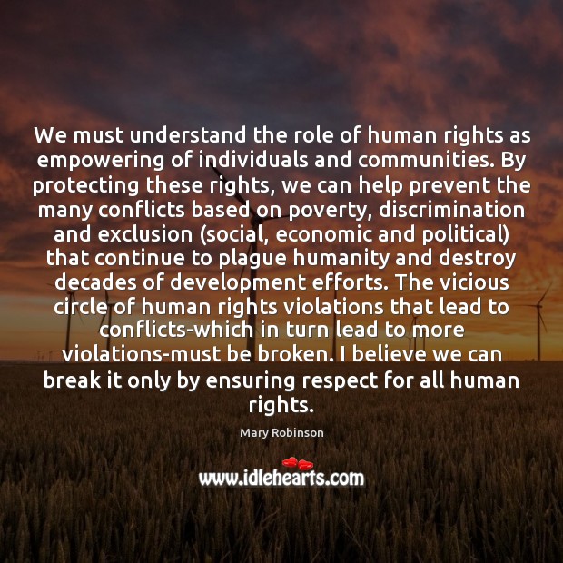We must understand the role of human rights as empowering of individuals Mary Robinson Picture Quote