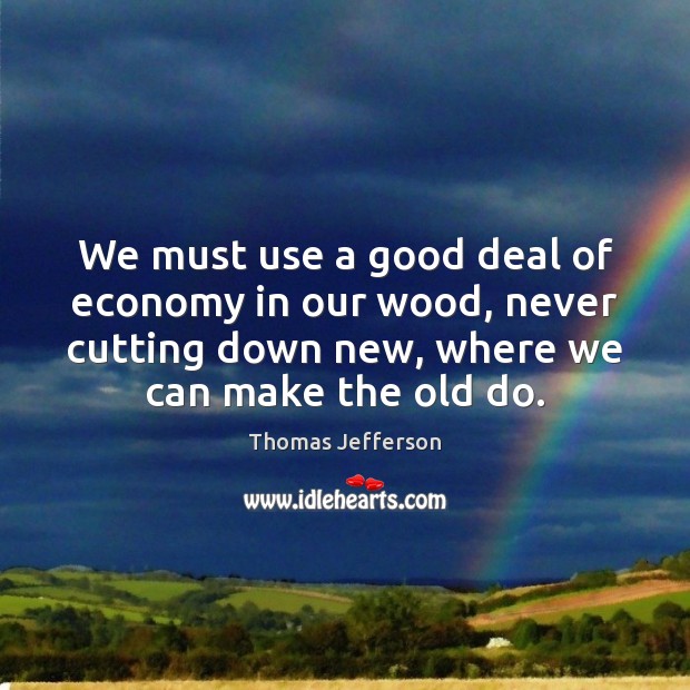 We must use a good deal of economy in our wood, never Thomas Jefferson Picture Quote