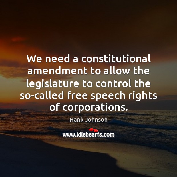 We need a constitutional amendment to allow the legislature to control the 