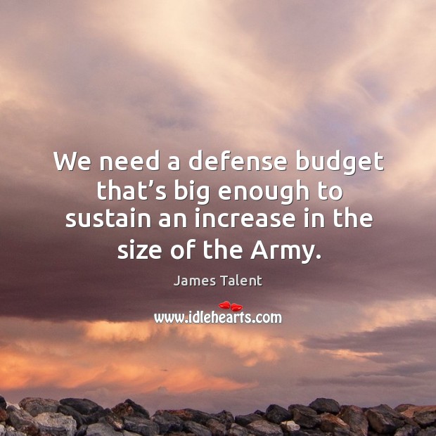 We need a defense budget that’s big enough to sustain an increase in the size of the army. James Talent Picture Quote