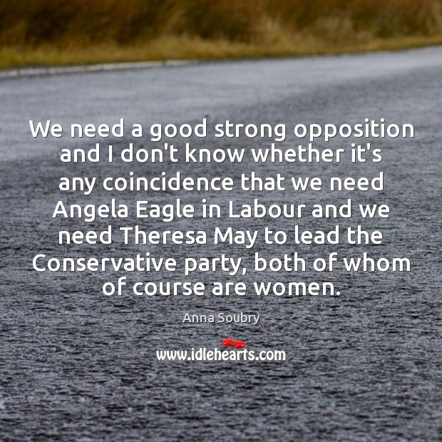 We need a good strong opposition and I don’t know whether it’s Anna Soubry Picture Quote