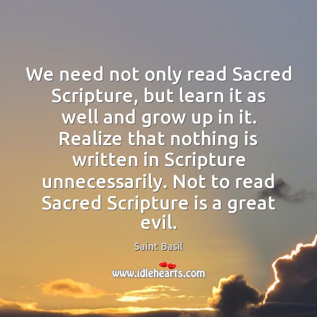 We need not only read Sacred Scripture, but learn it as well Image