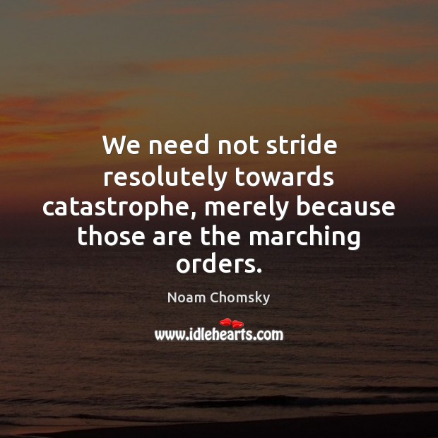 We need not stride resolutely towards catastrophe, merely because those are the Noam Chomsky Picture Quote