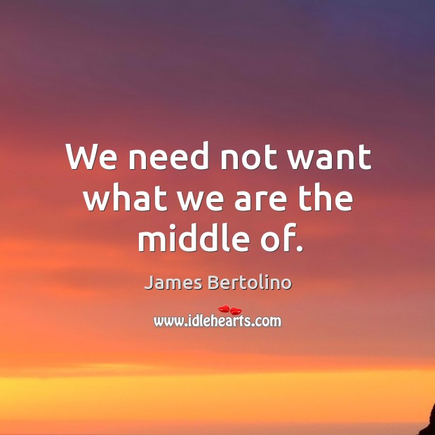 We need not want what we are the middle of. James Bertolino Picture Quote