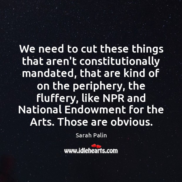 We need to cut these things that aren’t constitutionally mandated, that are Sarah Palin Picture Quote