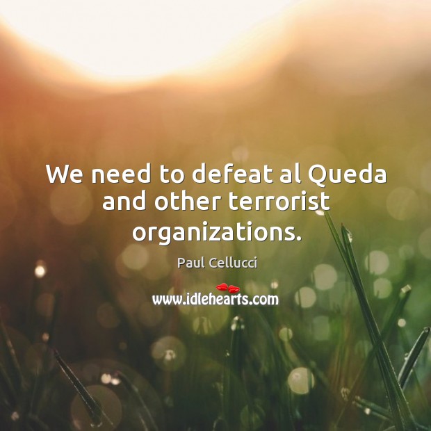 We need to defeat al queda and other terrorist organizations. Image