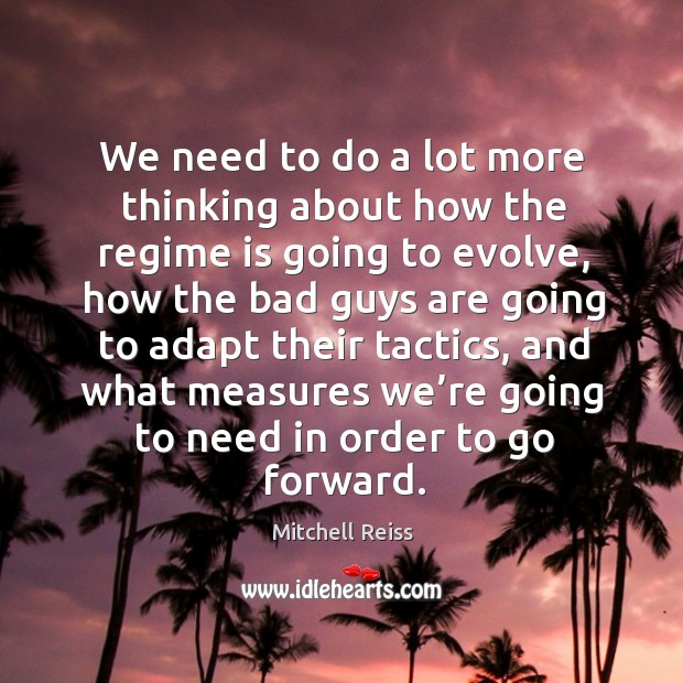 We need to do a lot more thinking about how the regime is going to evolve Mitchell Reiss Picture Quote