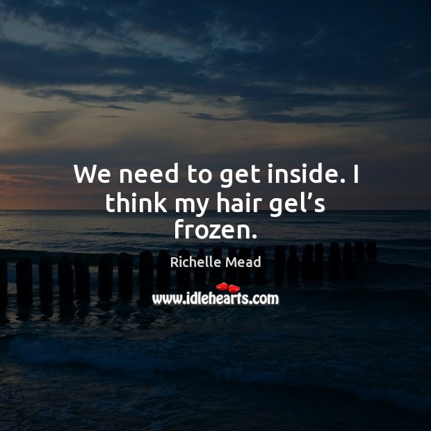 We need to get inside. I think my hair gel’s frozen. Richelle Mead Picture Quote