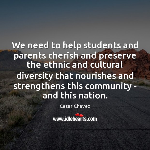 We need to help students and parents cherish and preserve the ethnic Image