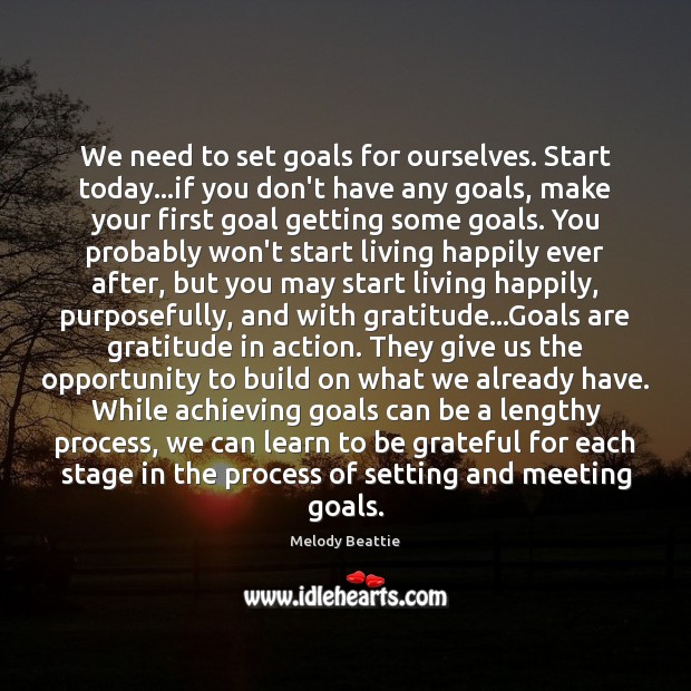 We need to set goals for ourselves. Start today…if you don’t Melody Beattie Picture Quote