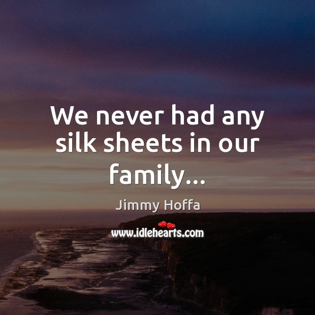 We never had any silk sheets in our family… Jimmy Hoffa Picture Quote