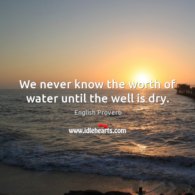 We never know the worth of water until the well is dry. Image