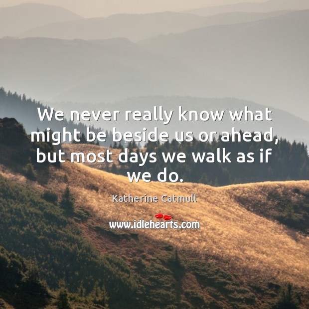 We never really know what might be beside us or ahead, but most days we walk as if we do. Katherine Catmull Picture Quote