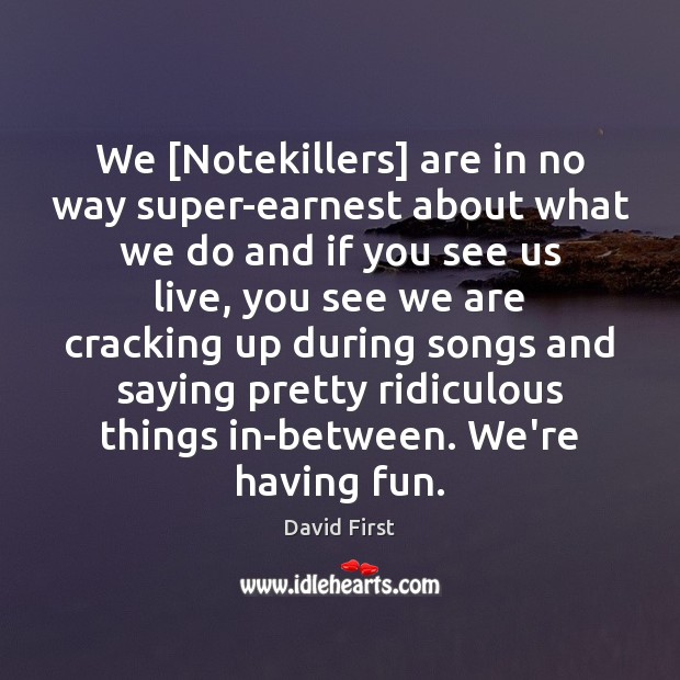 We [Notekillers] are in no way super-earnest about what we do and David First Picture Quote