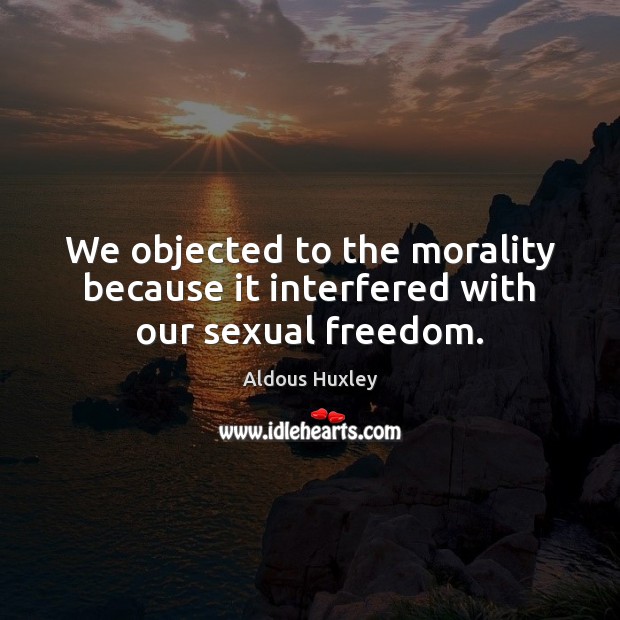We objected to the morality because it interfered with our sexual freedom. Image