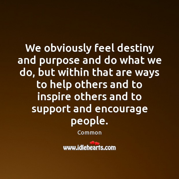 We obviously feel destiny and purpose and do what we do, but Common Picture Quote