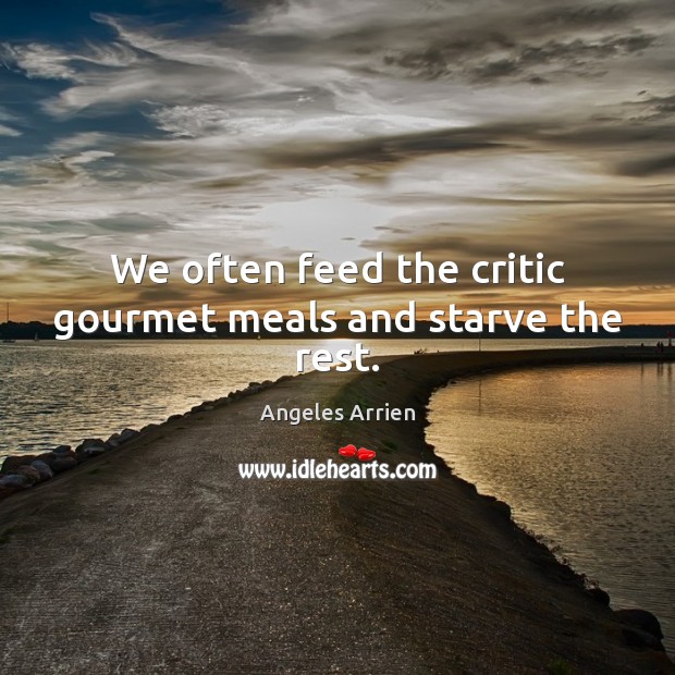 We often feed the critic gourmet meals and starve the rest. Image