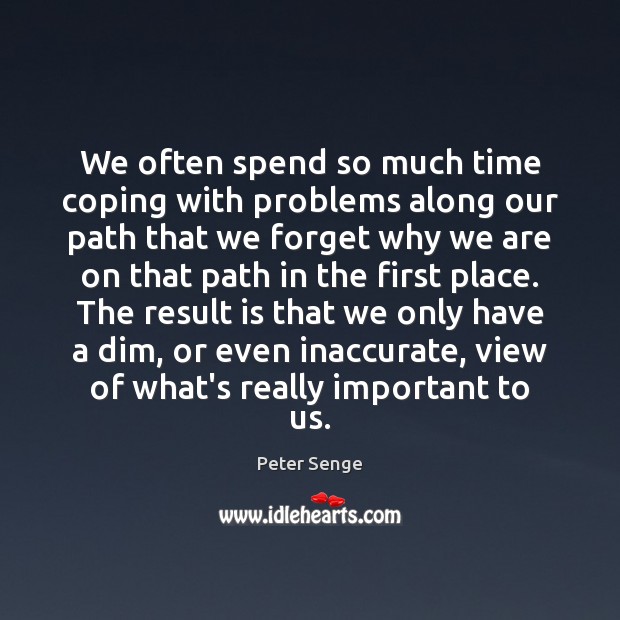 We often spend so much time coping with problems along our path 