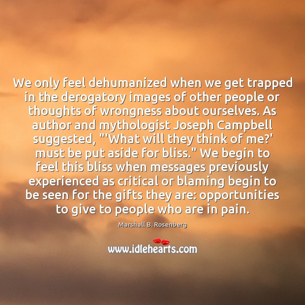 We only feel dehumanized when we get trapped in the derogatory images Image