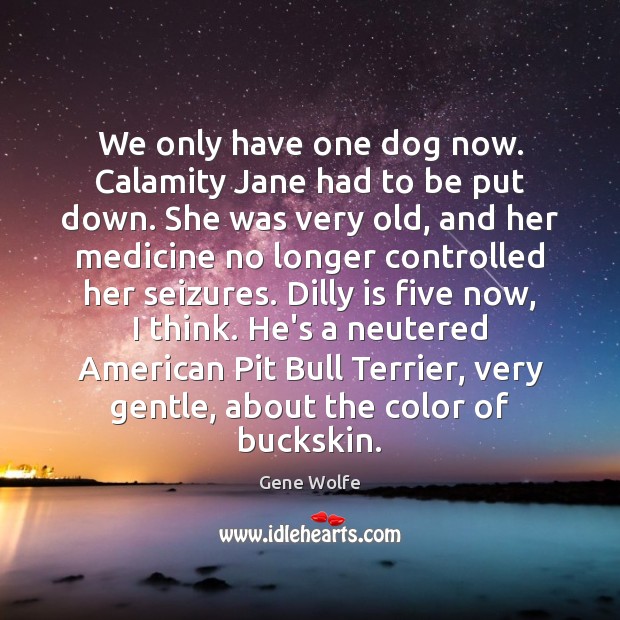 We only have one dog now. Calamity Jane had to be put Gene Wolfe Picture Quote