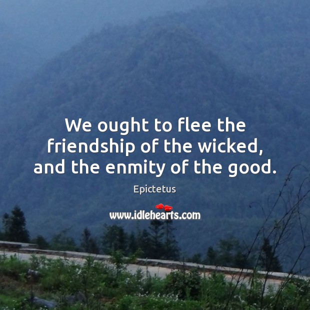 We ought to flee the friendship of the wicked, and the enmity of the good. Image