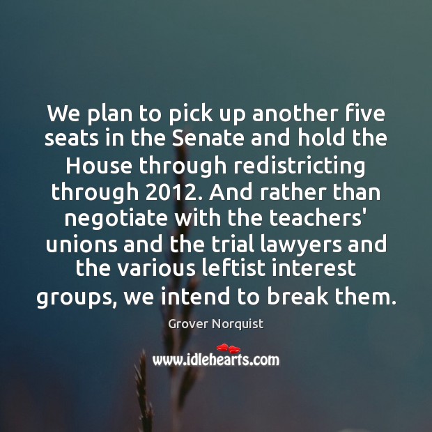 We plan to pick up another five seats in the Senate and Grover Norquist Picture Quote