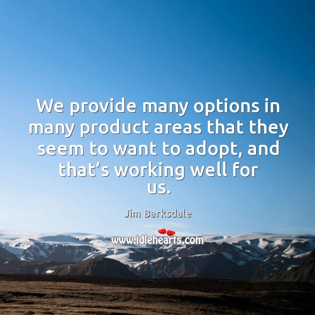 We provide many options in many product areas that they seem to want to adopt, and that’s working well for us. Jim Barksdale Picture Quote