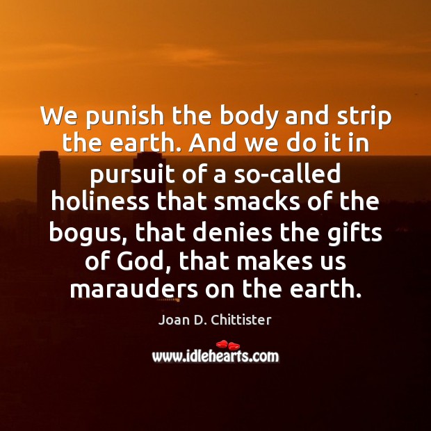 We punish the body and strip the earth. And we do it Joan D. Chittister Picture Quote