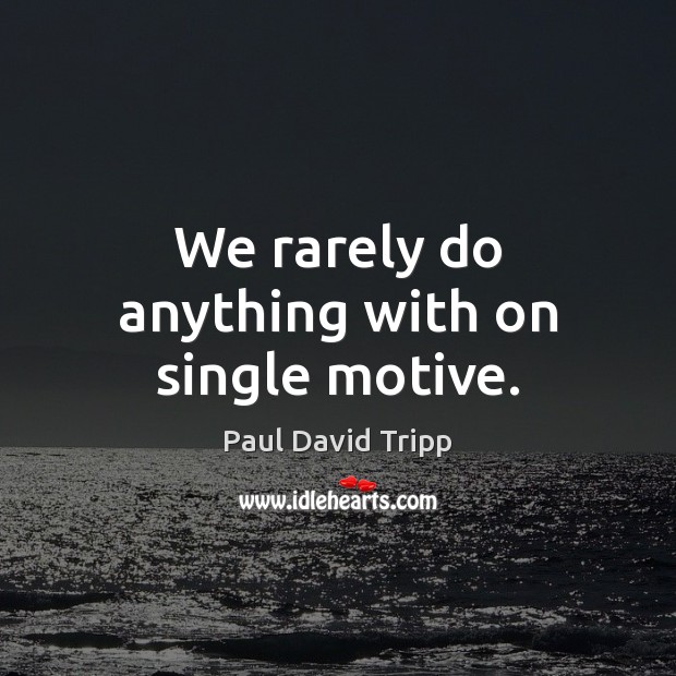 We rarely do anything with on single motive. Paul David Tripp Picture Quote