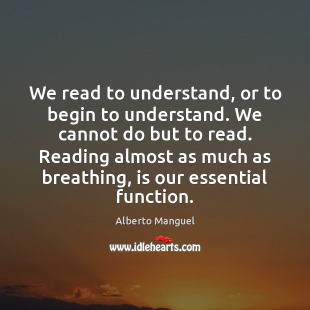 We read to understand, or to begin to understand. We cannot do Image