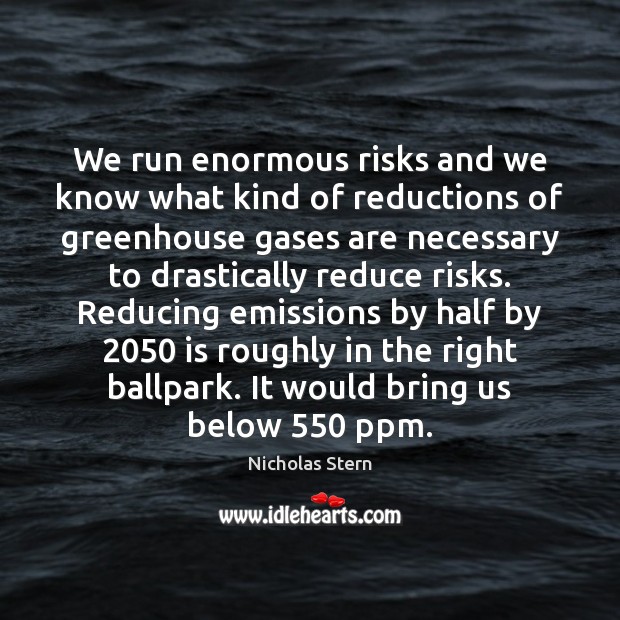 We run enormous risks and we know what kind of reductions of Nicholas Stern Picture Quote