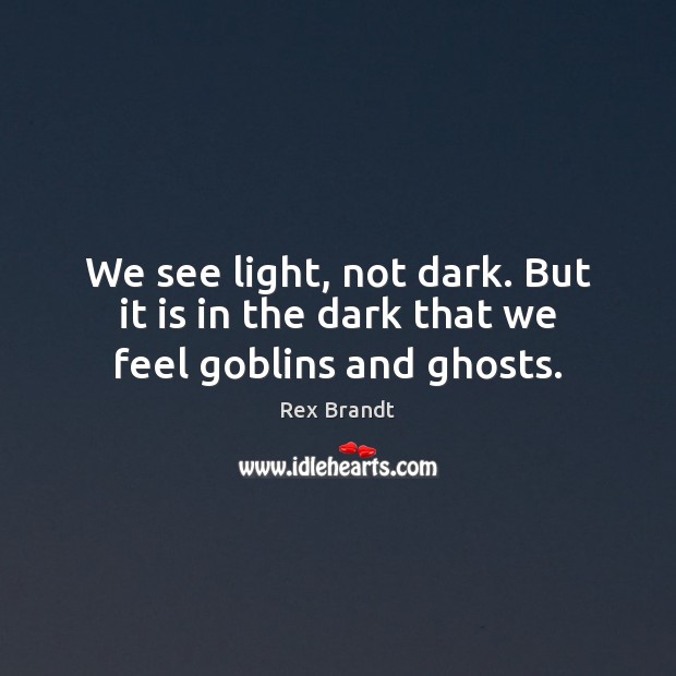 We see light, not dark. But it is in the dark that we feel goblins and ghosts. Image
