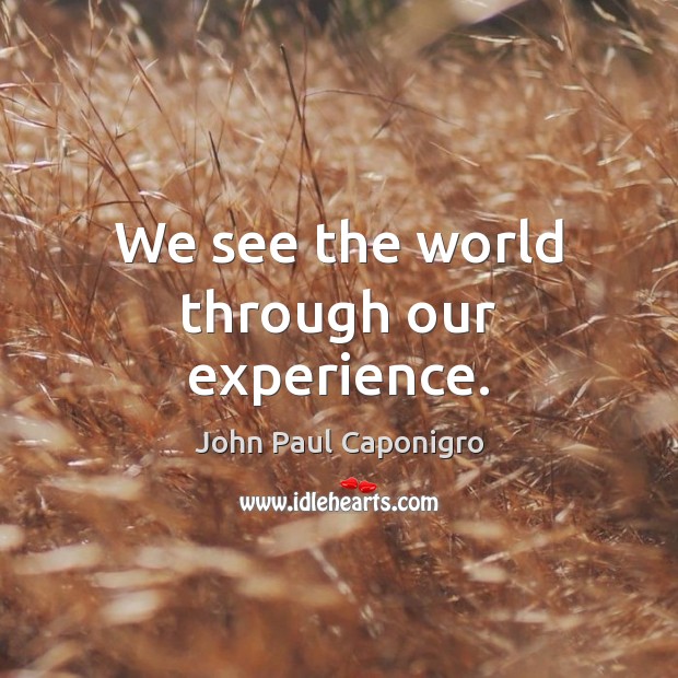We see the world through our experience. John Paul Caponigro Picture Quote