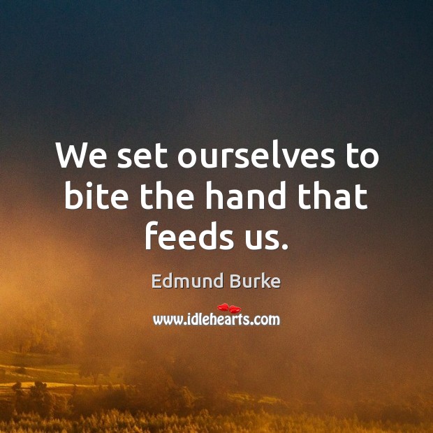 We set ourselves to bite the hand that feeds us. Edmund Burke Picture Quote