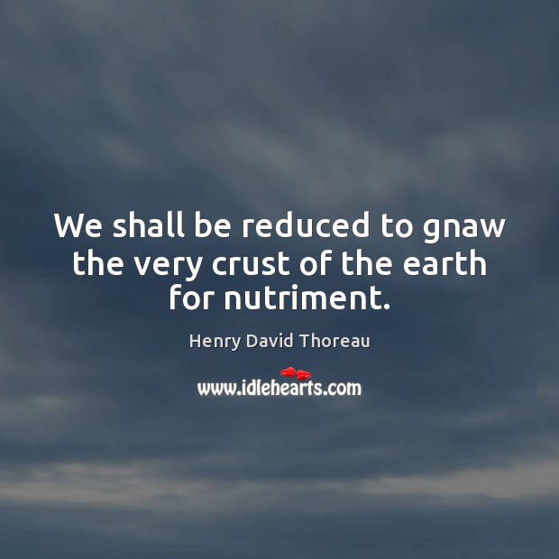 We shall be reduced to gnaw the very crust of the earth for nutriment. Henry David Thoreau Picture Quote