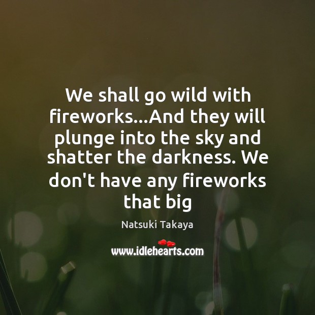 We shall go wild with fireworks…And they will plunge into the Image