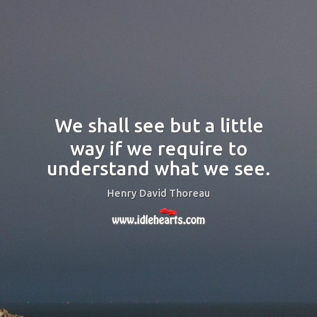 We shall see but a little way if we require to understand what we see. Image