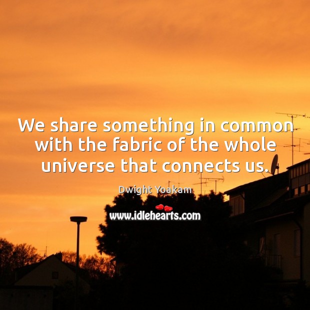We share something in common with the fabric of the whole universe that connects us. Dwight Yoakam Picture Quote
