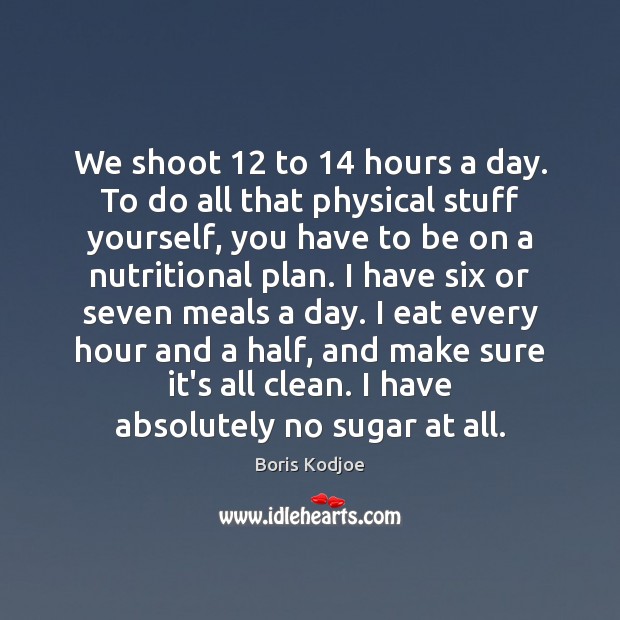 We shoot 12 to 14 hours a day. To do all that physical stuff Boris Kodjoe Picture Quote