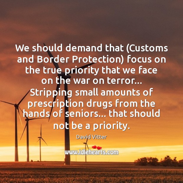 We should demand that (Customs and Border Protection) focus on the true David Vitter Picture Quote